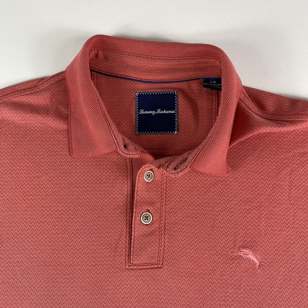 Tommy‎ Bahama Polo Shirt Mens Large Red Short Sleeve Modal Blend Hawaiian - Picture 2 of 10
